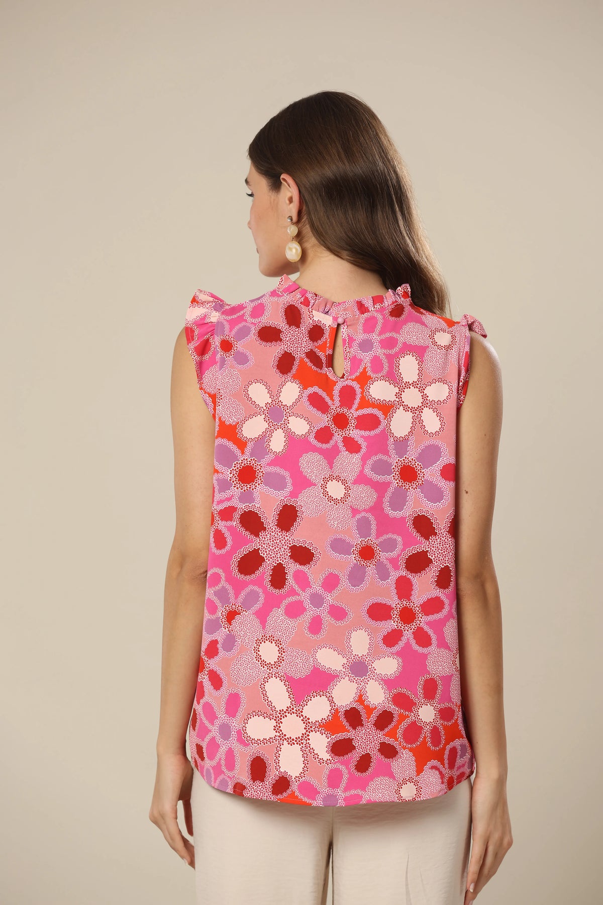 Roses In Bloom Ruffle Top