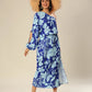 Royal Wave One Sleeves Stunner Dress