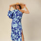 Royal Wave One Sleeves Stunner Dress