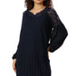 Stylishly Pleated Charming Lace Touch Dress