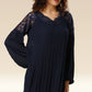 Stylishly Pleated Charming Lace Touch Dress