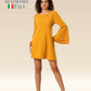 Sunflower Symphony Interlocking Straps & Bell Sleeve Dress