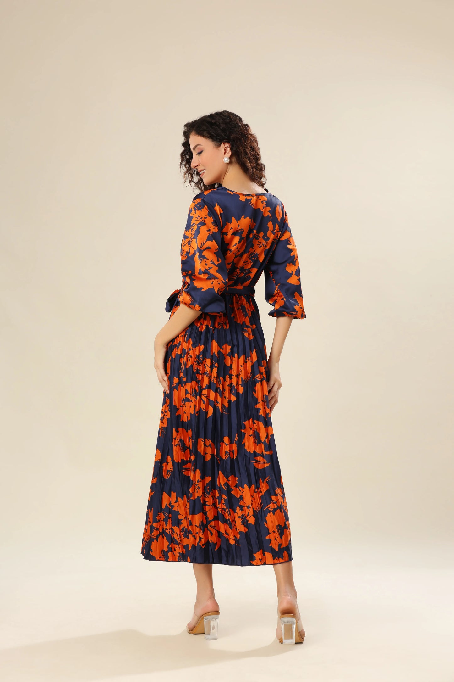 Tangerine Tango Pleat Dress
