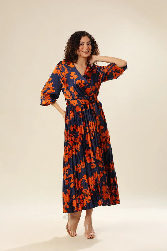 Tangerine Tango Pleat Dress