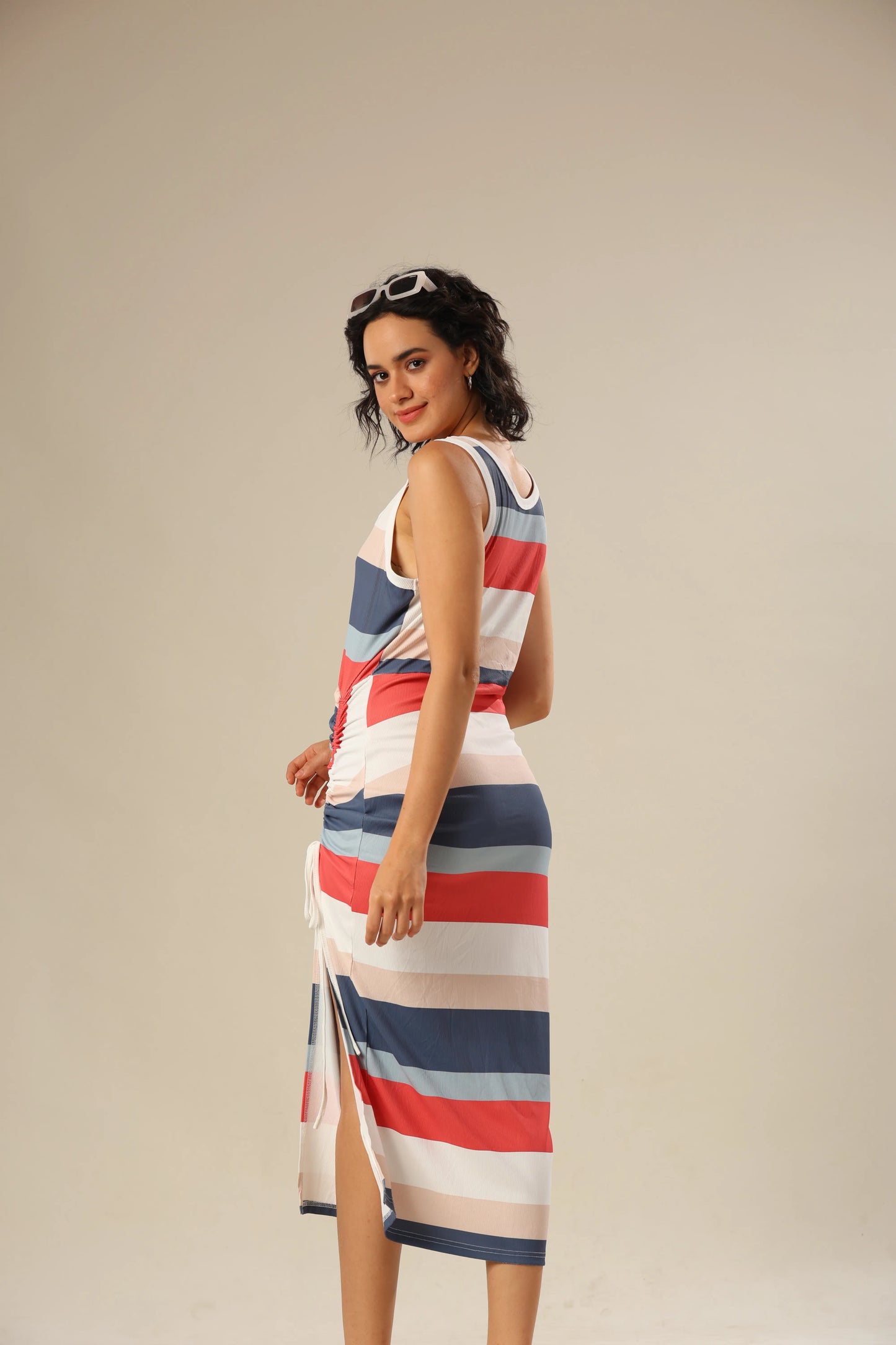 Tied In Color Striped Chic Dress