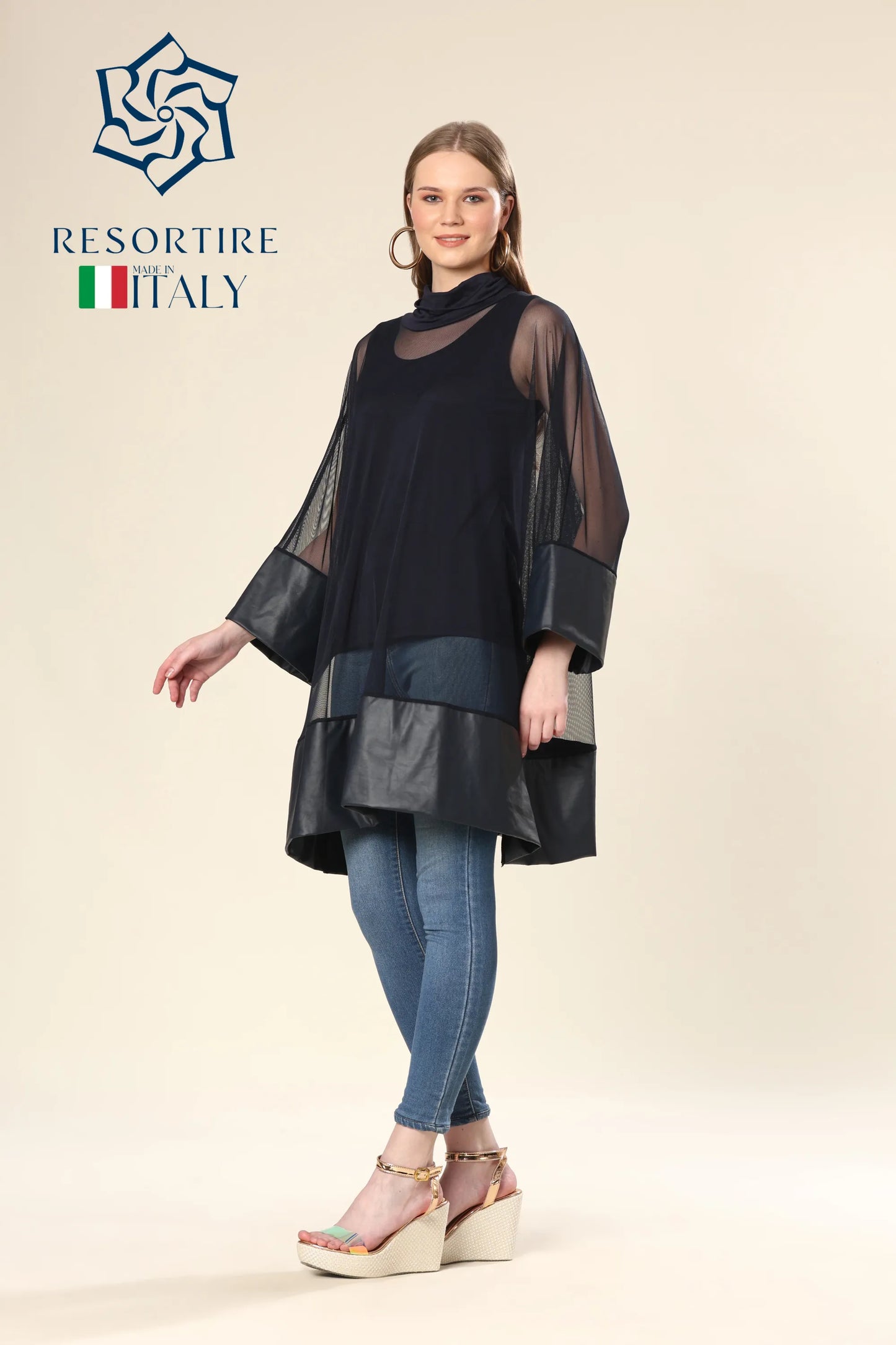 Transparent Tunic With Faux Leather