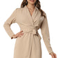 Urban Drapes Beige Waist-Tie Dress