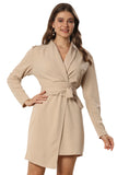 Urban Drapes Beige Waist-Tie Dress