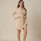 Urban Drapes Beige Waist-Tie Dress