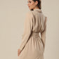 Urban Drapes Beige Waist-Tie Dress