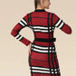 Vogue Grid Belted Beauty Dress