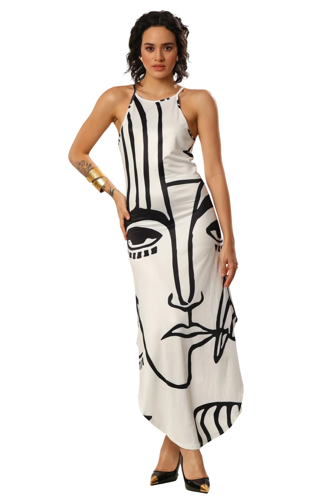 White And Black Visage Dress
