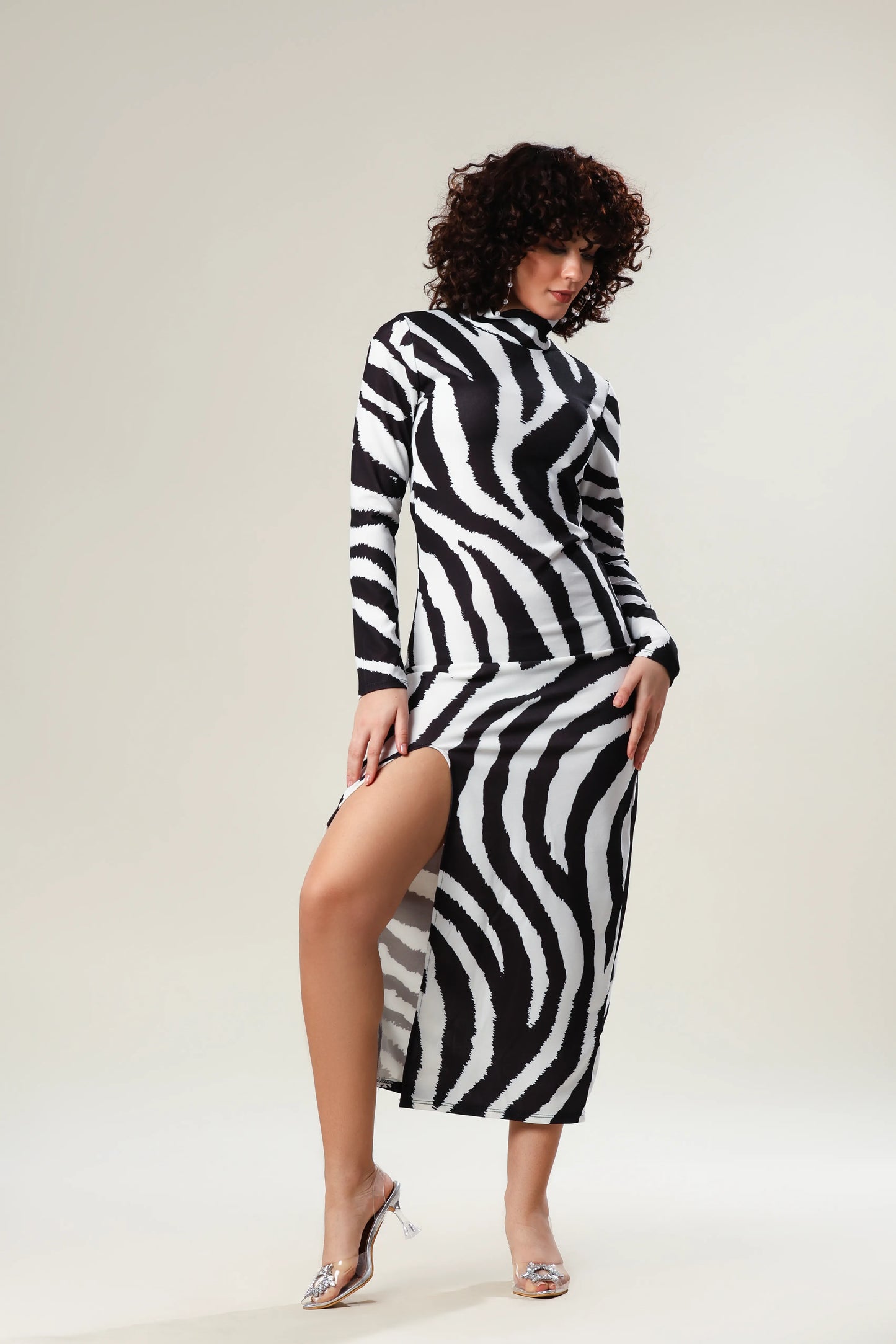 Zebra Glam Slit Dress Edition