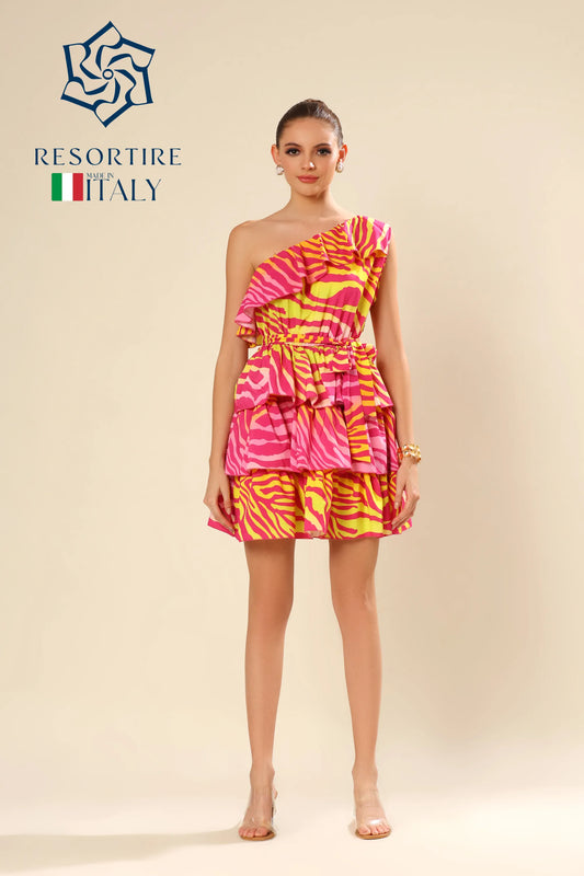 Zesty Zebra Pink Ruffle Temptation Dress