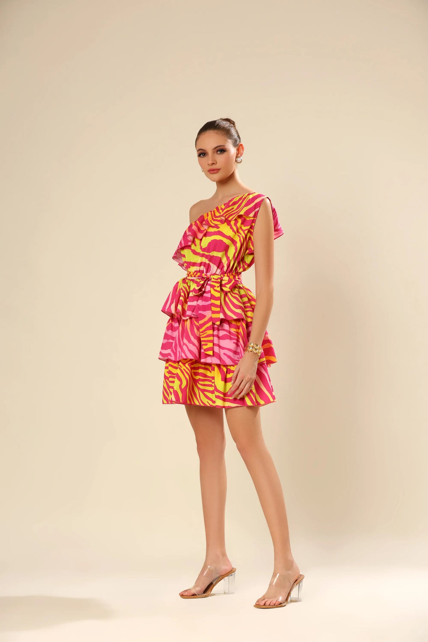 Zesty Zebra Pink Ruffle Temptation Dress