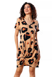 Bronze Leopard Twist Rib Dress