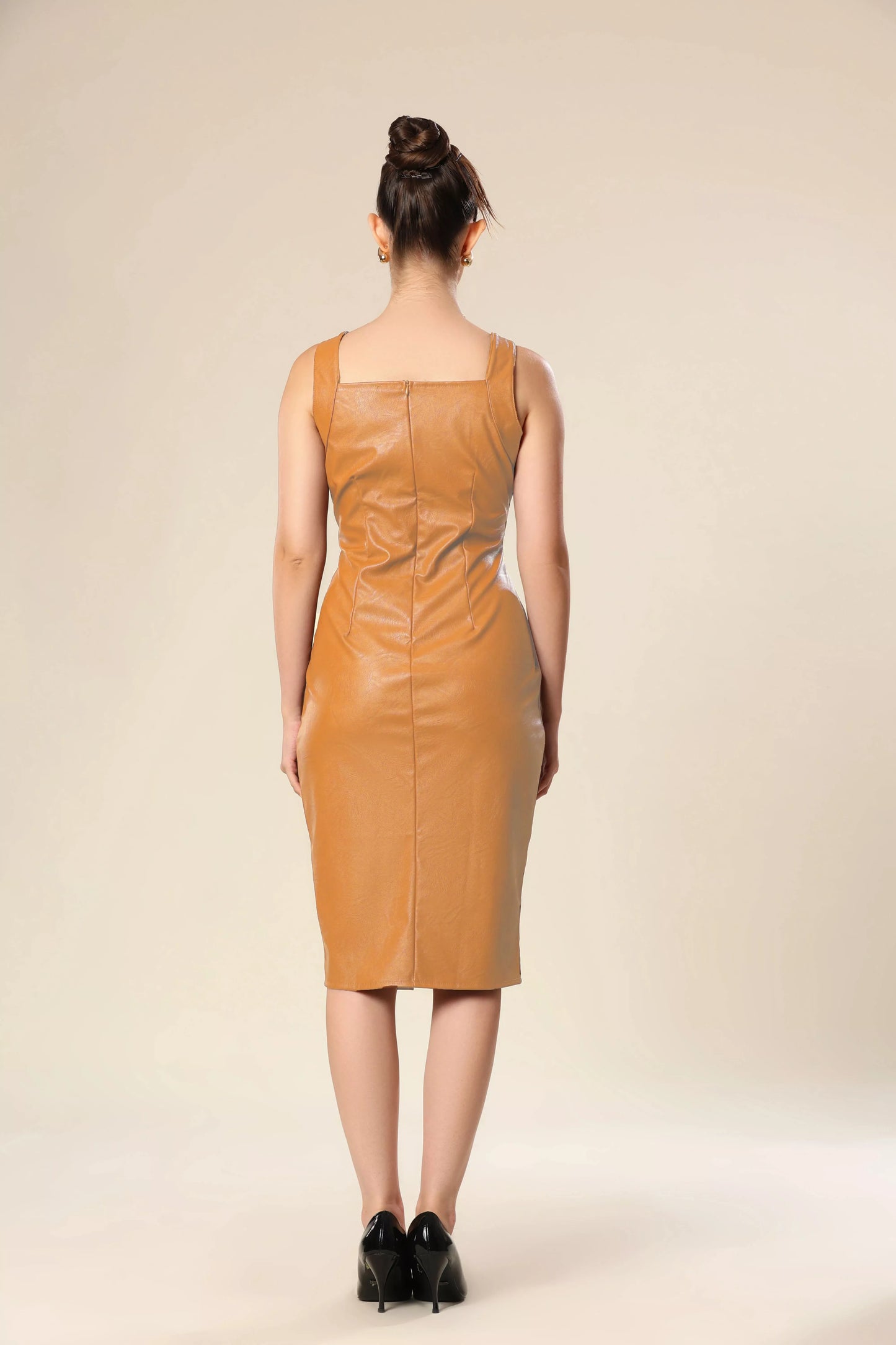 City Glamour Faux Leather Dress