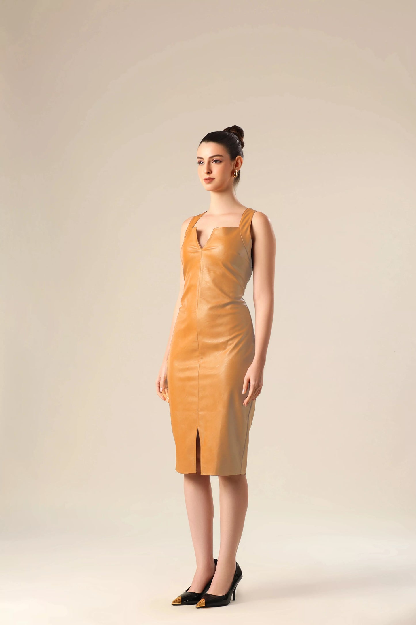 City Glamour Faux Leather Dress