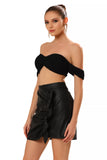 Faux Leather Twisted Skirt