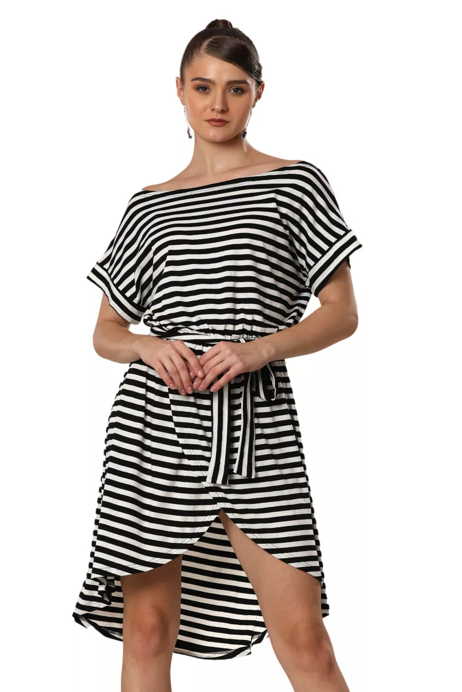 Modern Monochrome Wrap Glam Dress