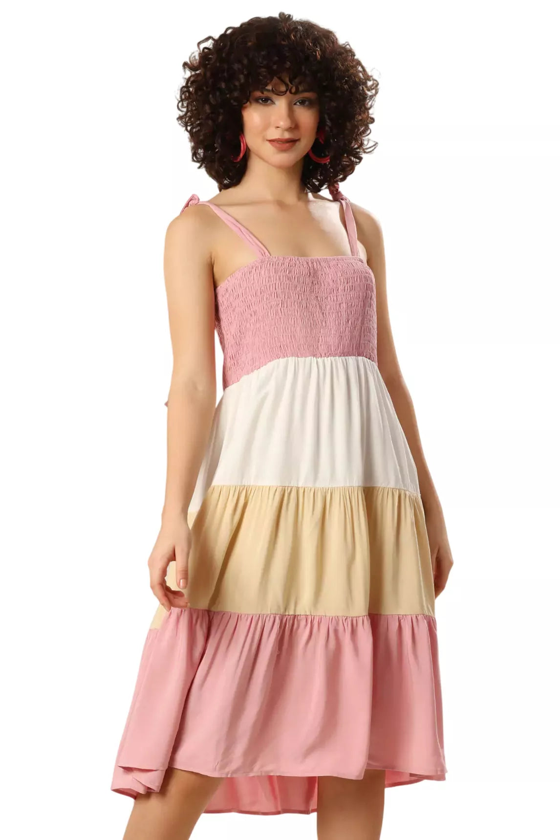 Multihued Mist Color Block Chic Dress