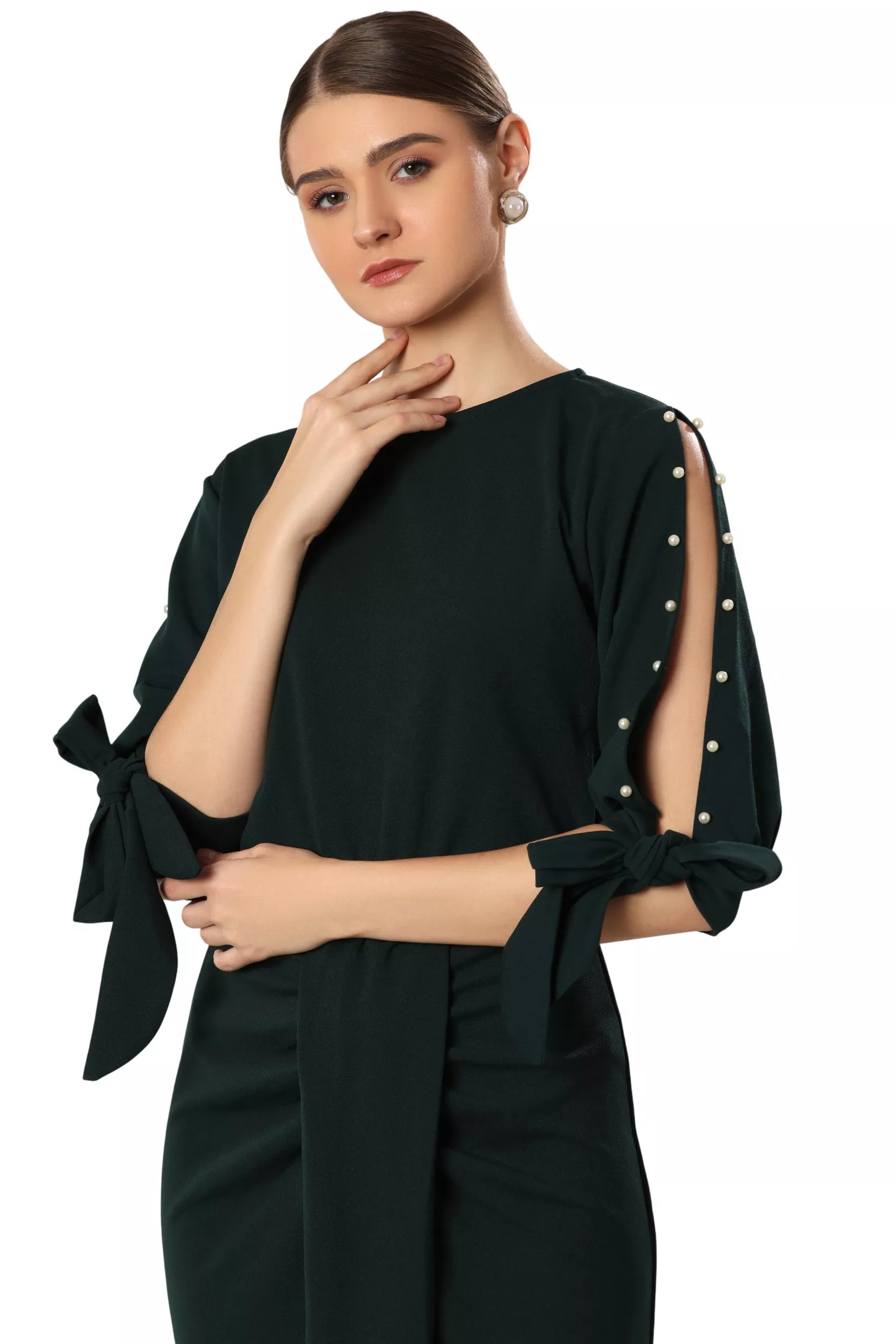 Pearl Embrace Lush Green Dress