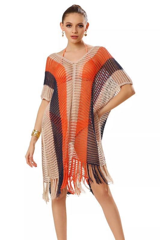 Rainbow Shoreline Striped Beauty Cover-Up