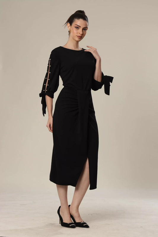 Pearl Embrace Black Dress