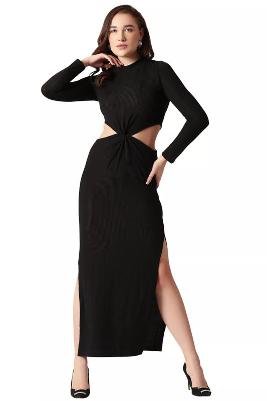 Ribbed Chic Twist Waist Dress