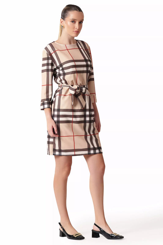 Smoky Vogue Checkered Elegance Dress