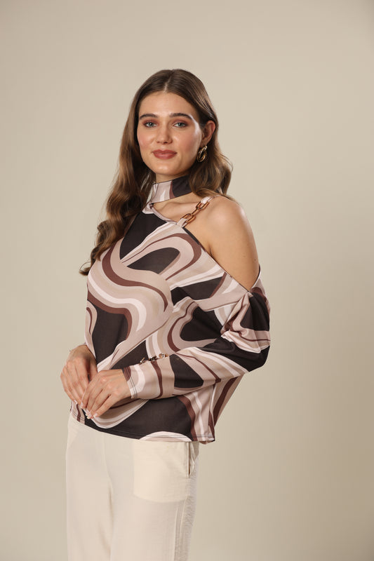 Print Sculpt Metallic Accent Top