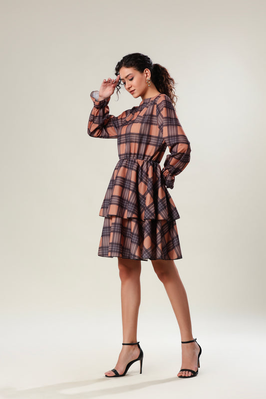 Cocoa Charm Checked Dress