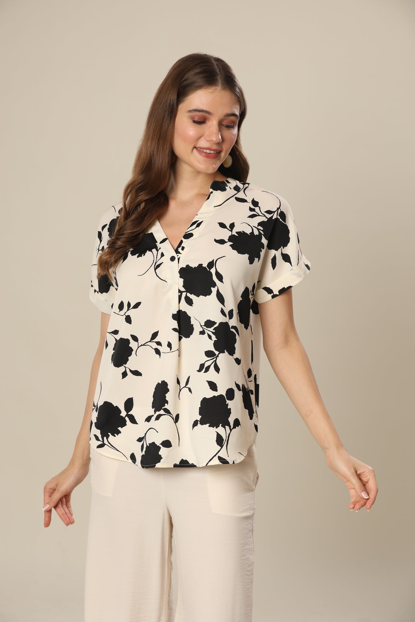 Bisque Blossom Print Top