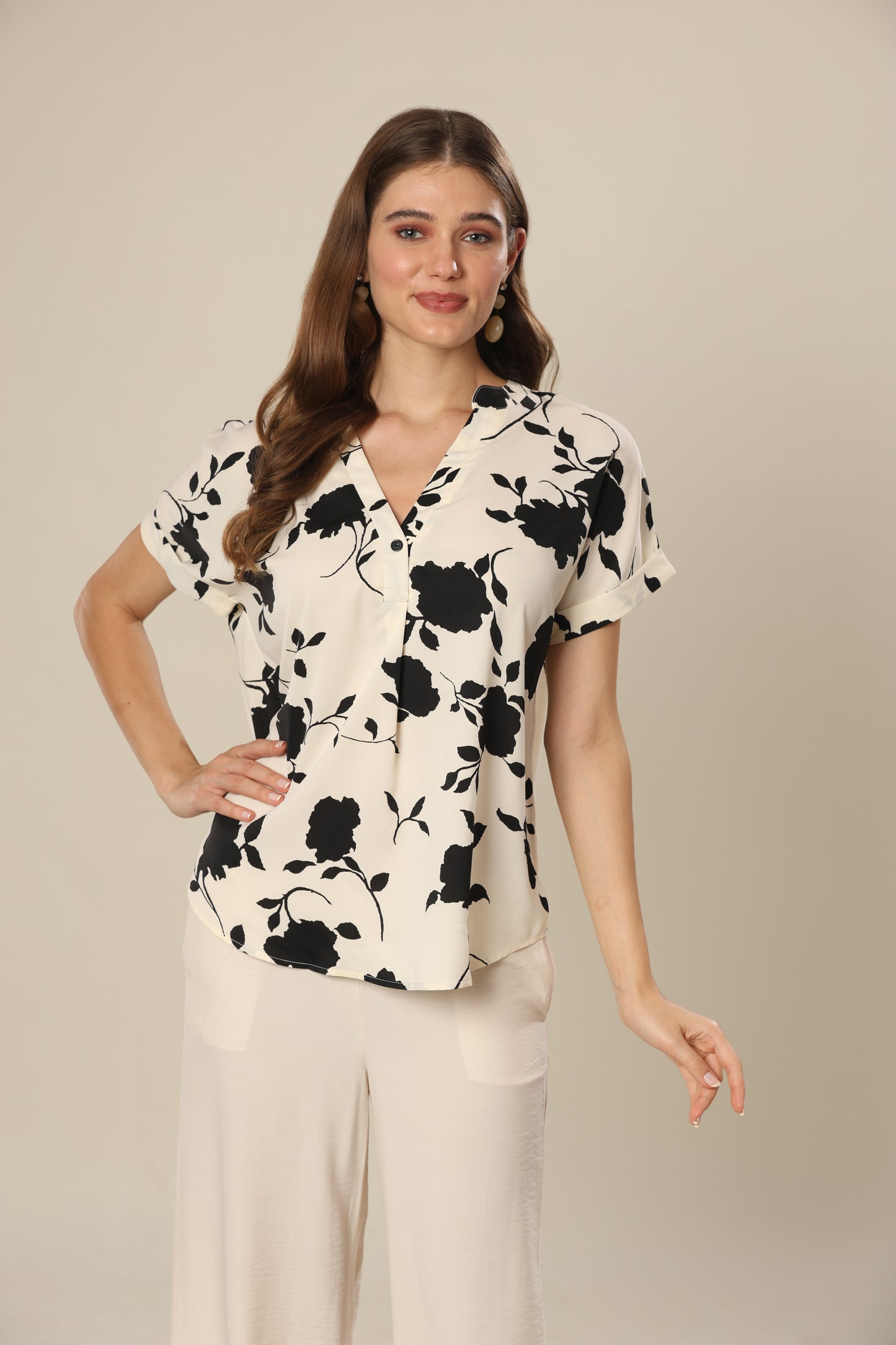 Bisque Blossom Print Top