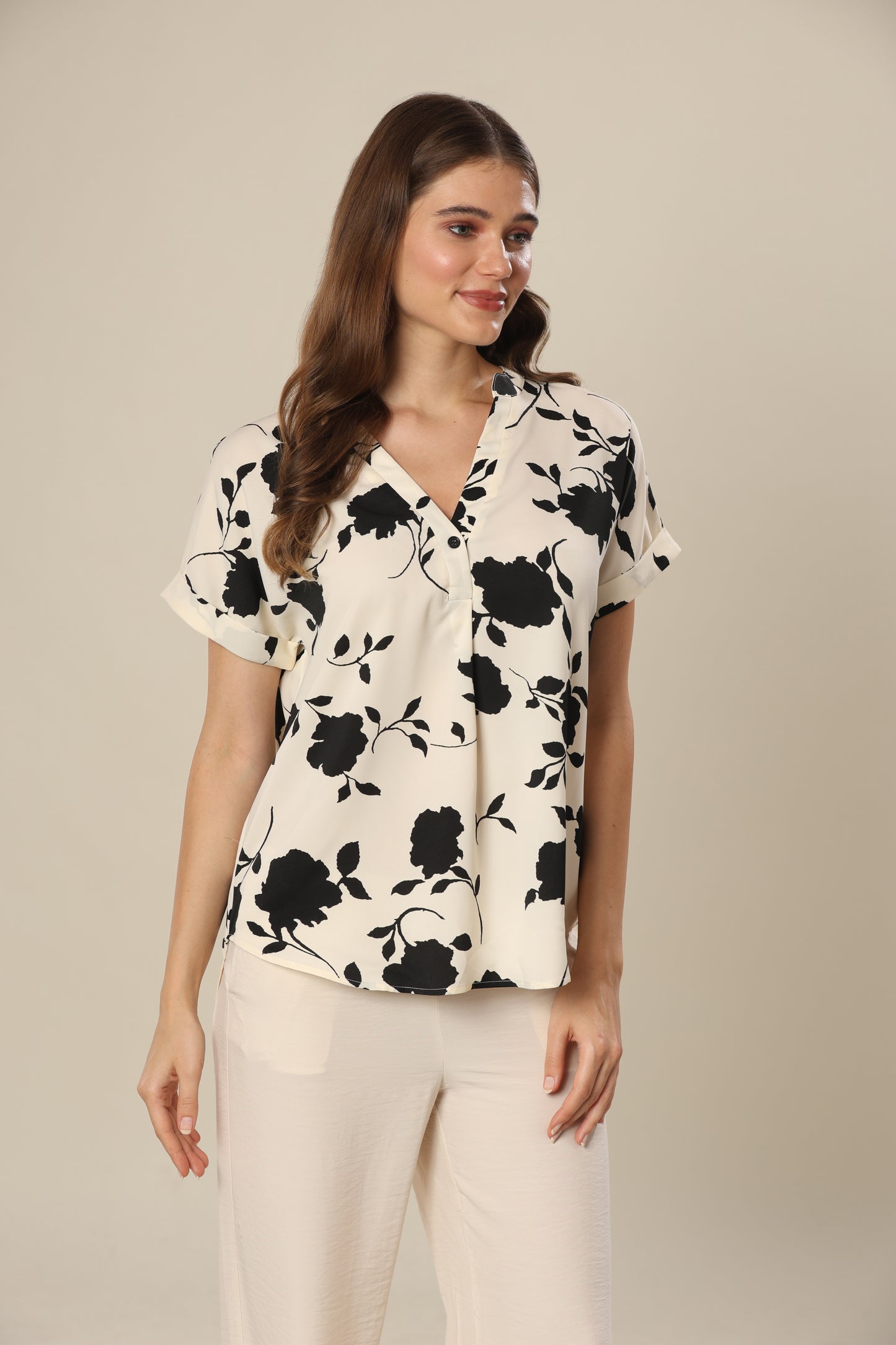 Bisque Blossom Print Top