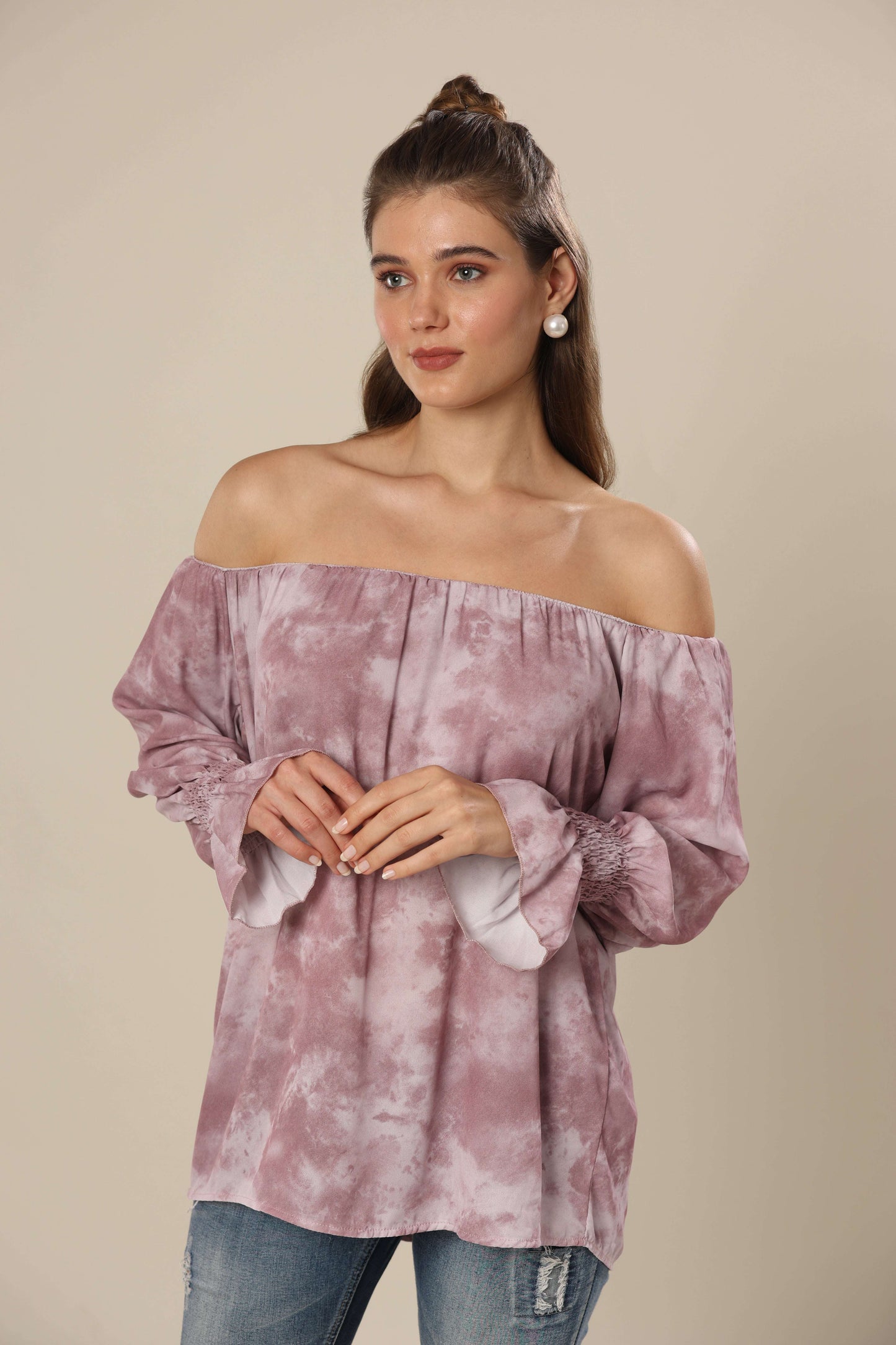 Bateau Bloom Decorative Ruffle Glam Top