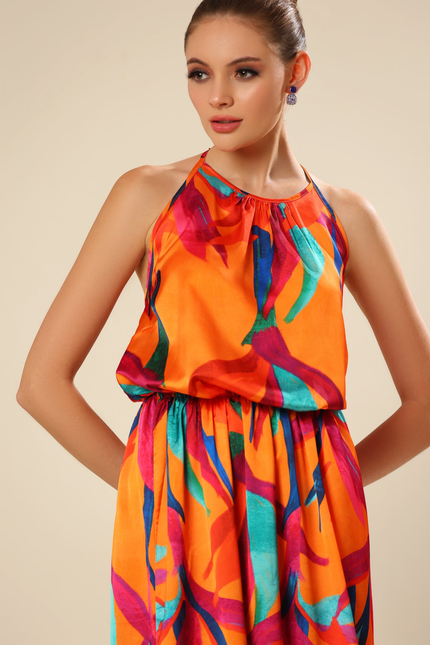 Tangerine Temptation Side Slit Ensemble Dress