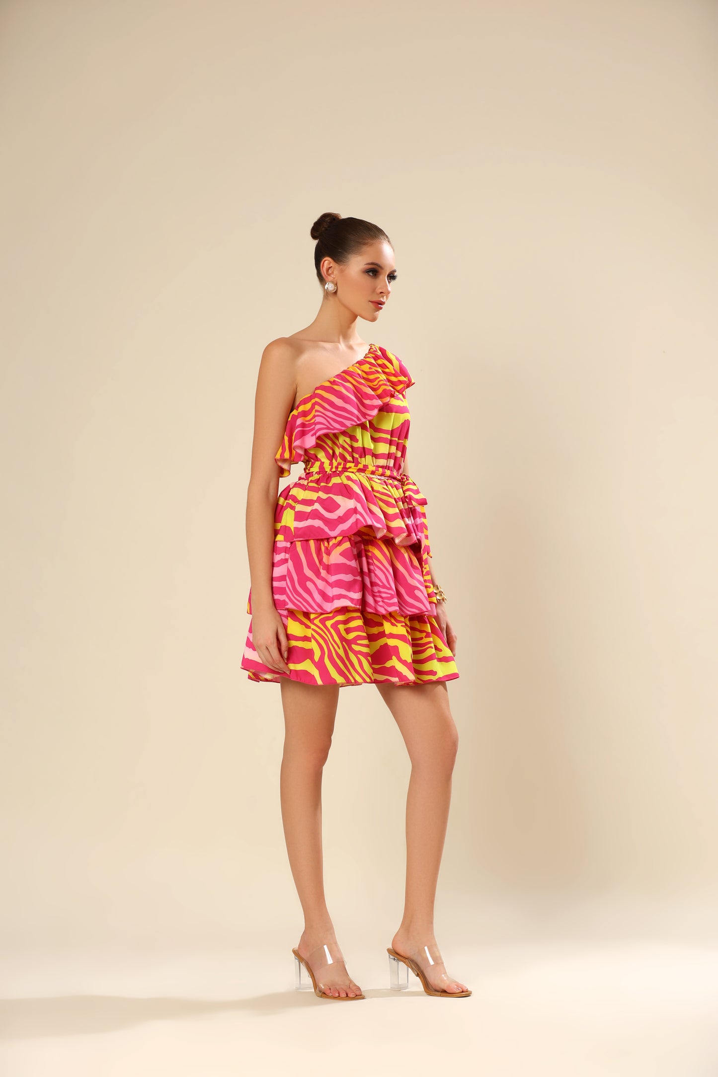 Zesty Zebra Pink Ruffle Temptation Dress