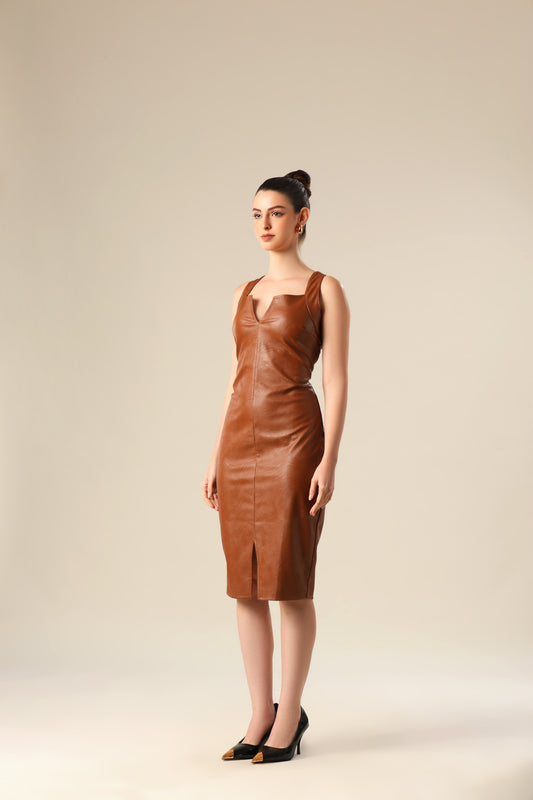 City Glamour Faux Leather Dress