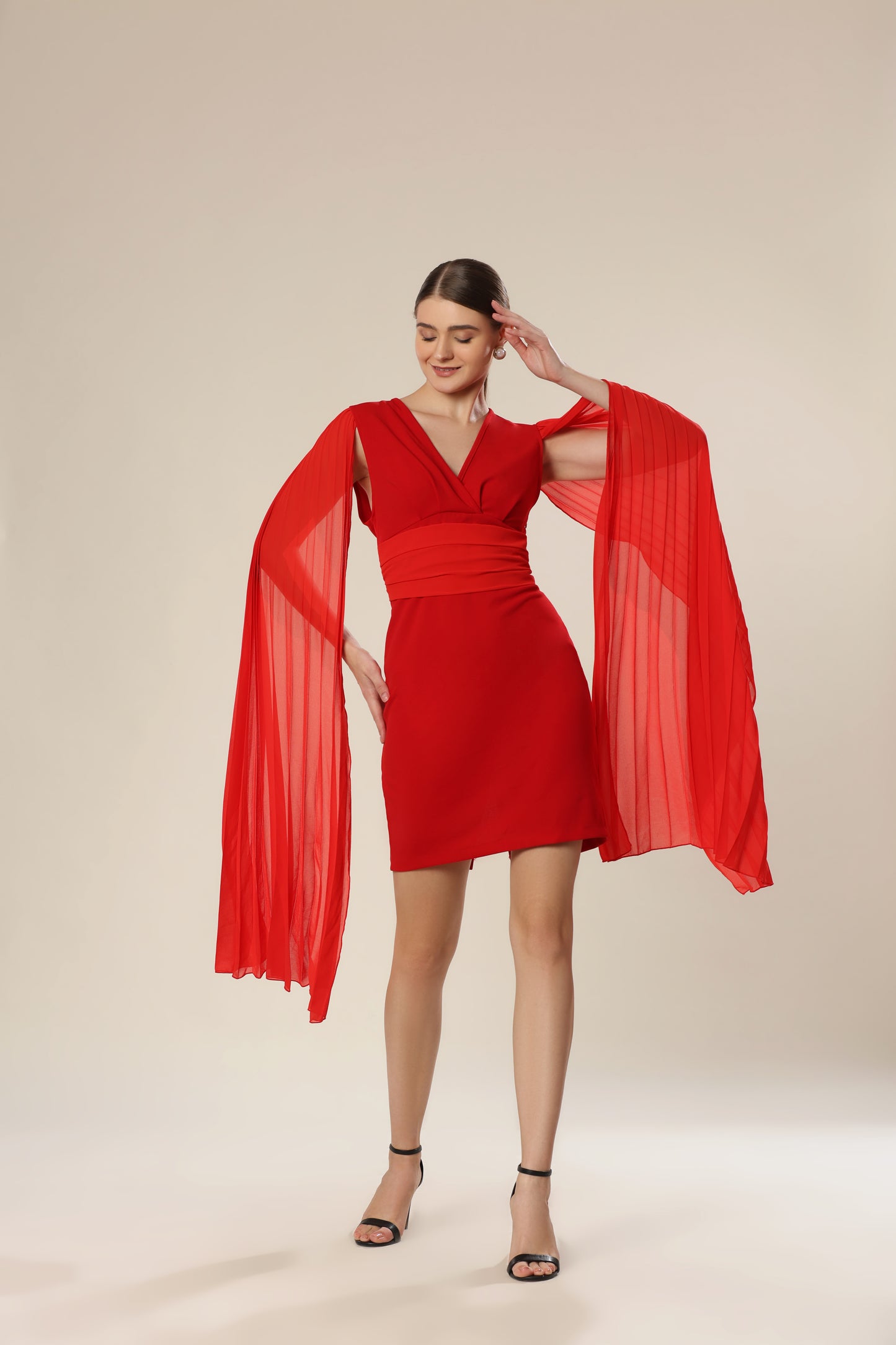 Ravishing Red Pleat Fiesta Dress