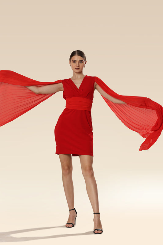Ravishing Red Pleat Fiesta Dress