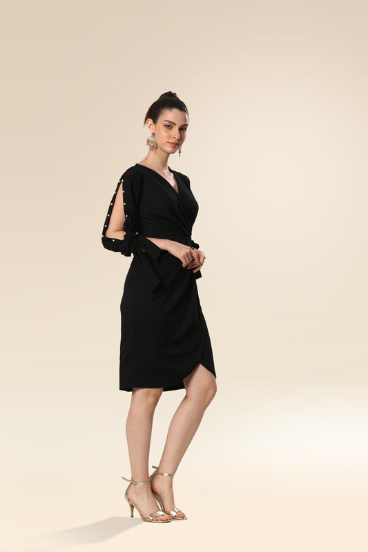 Pearl Embrace Black Dress