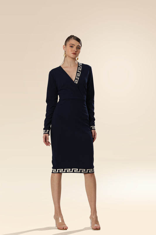 Deep Blue Geometry Elegance Dress