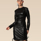Midnight Muse Strap-Fit Faux Leather Glam Dress