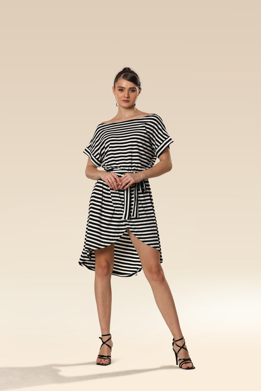 Modern Monochrome Wrap Glam Dress