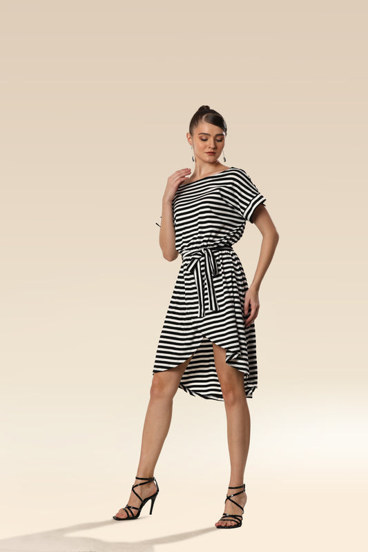 Modern Monochrome Wrap Glam Dress