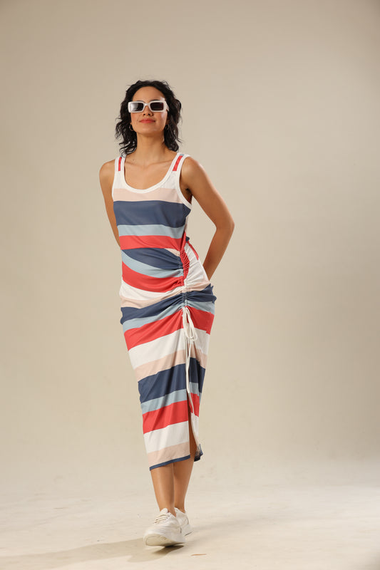 Tied In Color Striped Chic Dress