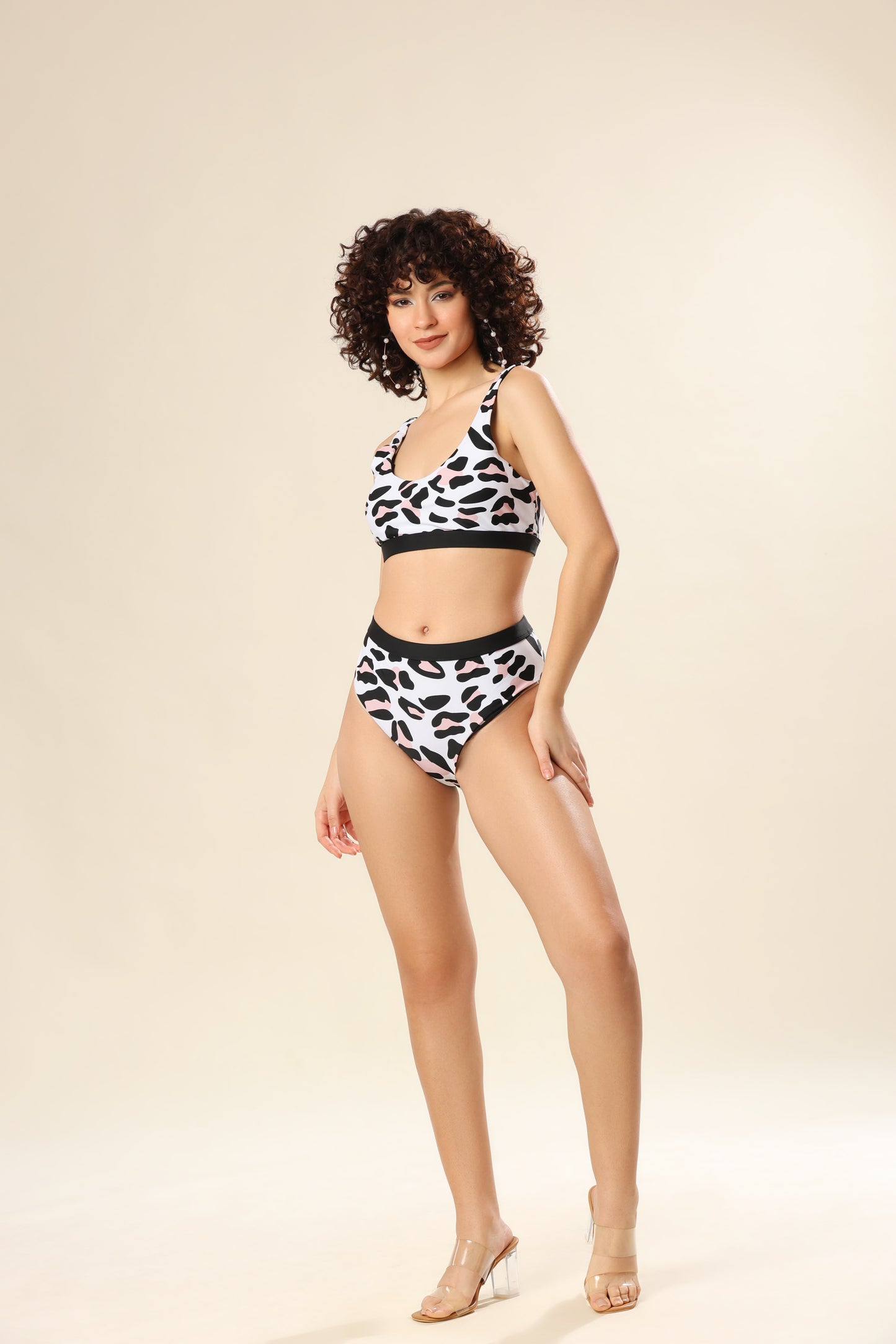 Cheetah Chic In Monochrome Swim Wear