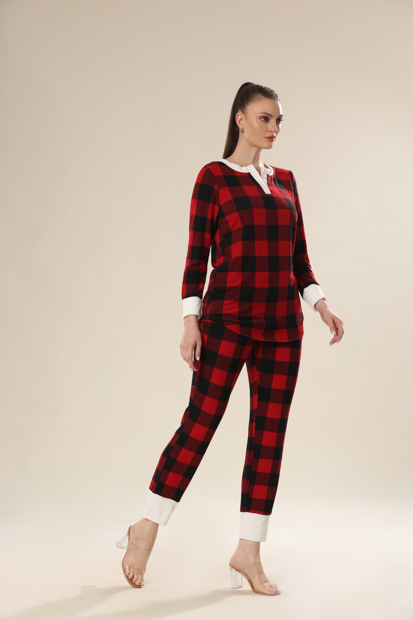 Red Blaze Checkered Comfort Night Wear