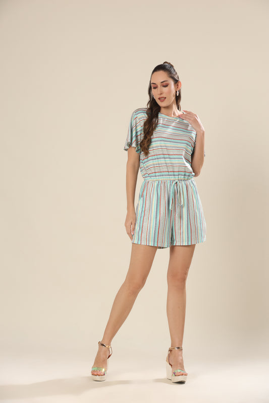 Forest Stripe Ensemble Romper